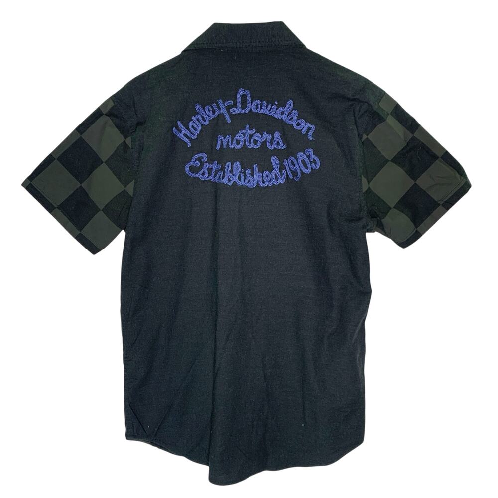 Harley Davidson Mens Est 1903 Checkerboard Shirt Button Down Short Sleeve M